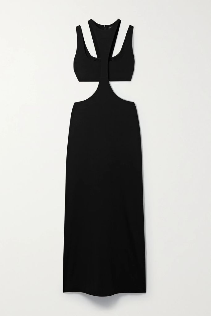 Twiggy Layered Cutout Bamboo-blend Jersey Maxi Dress - Black