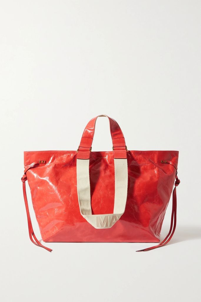 Wardy Crinkled Patent-leather Tote - Orange