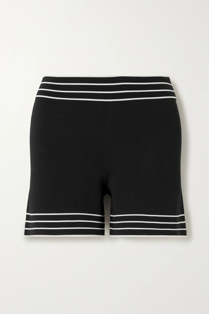 Leon Striped Knitted Shorts - Black