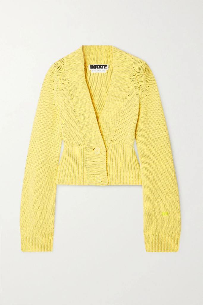 Gracelyn Cropped Cotton-blend Cardigan - Pastel yellow