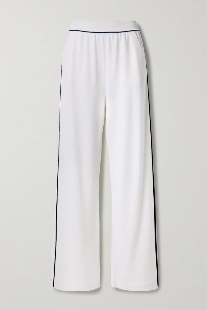 University Piped Cashmere Wide-leg Pants - White