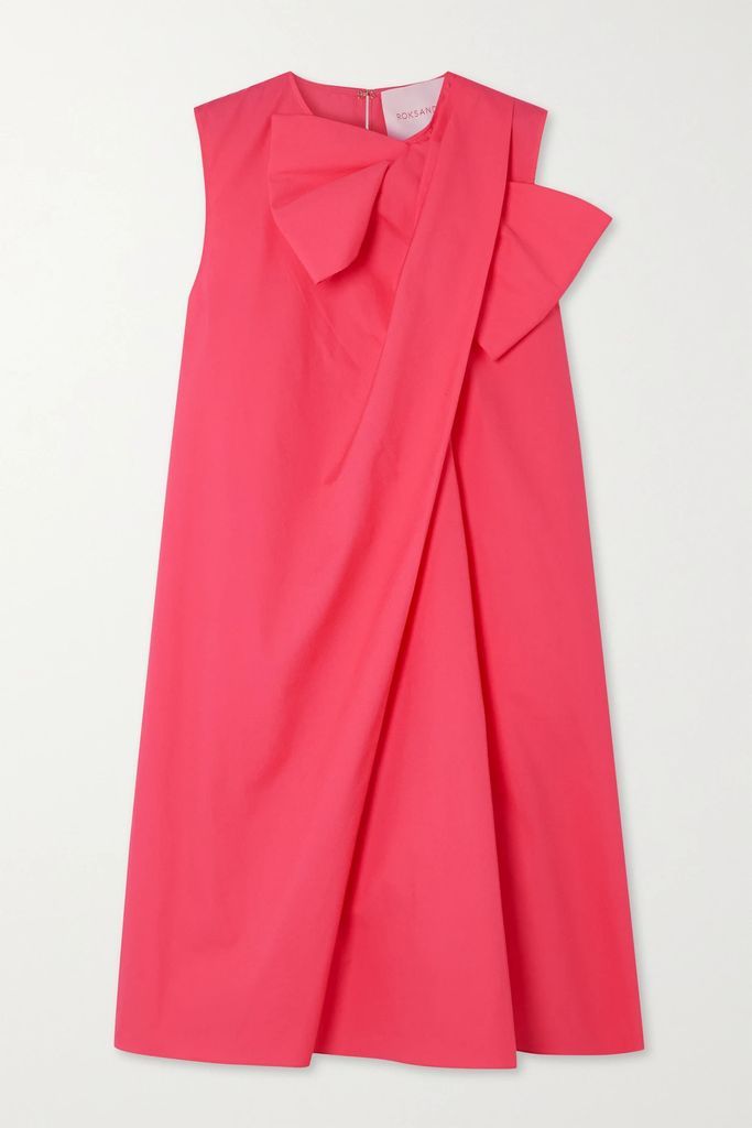 Selena Bow-detailed Cotton Mini Dress - Coral