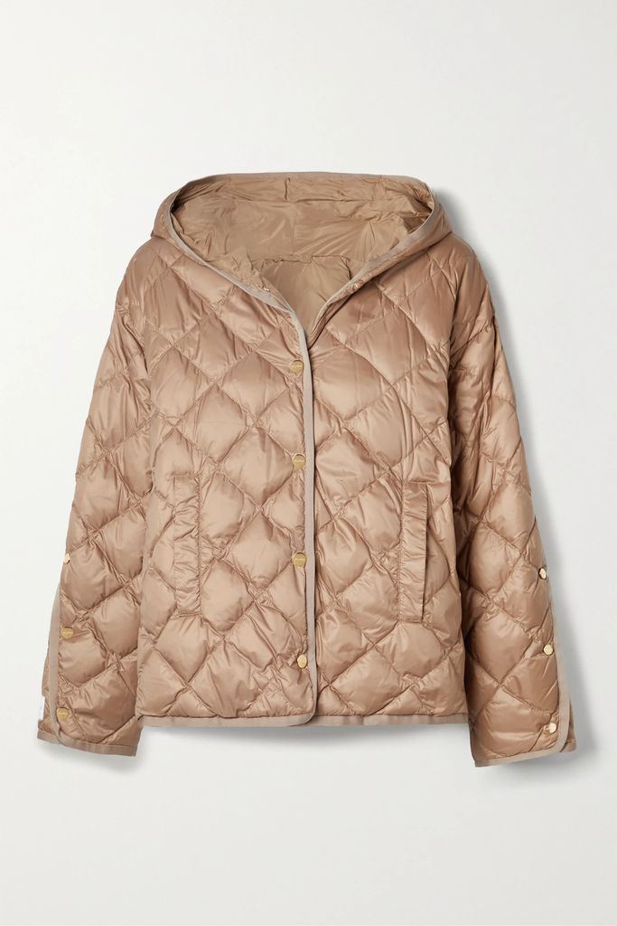 Cube Bisoft Hooded Quilted Shell Down Jacket - Light brown