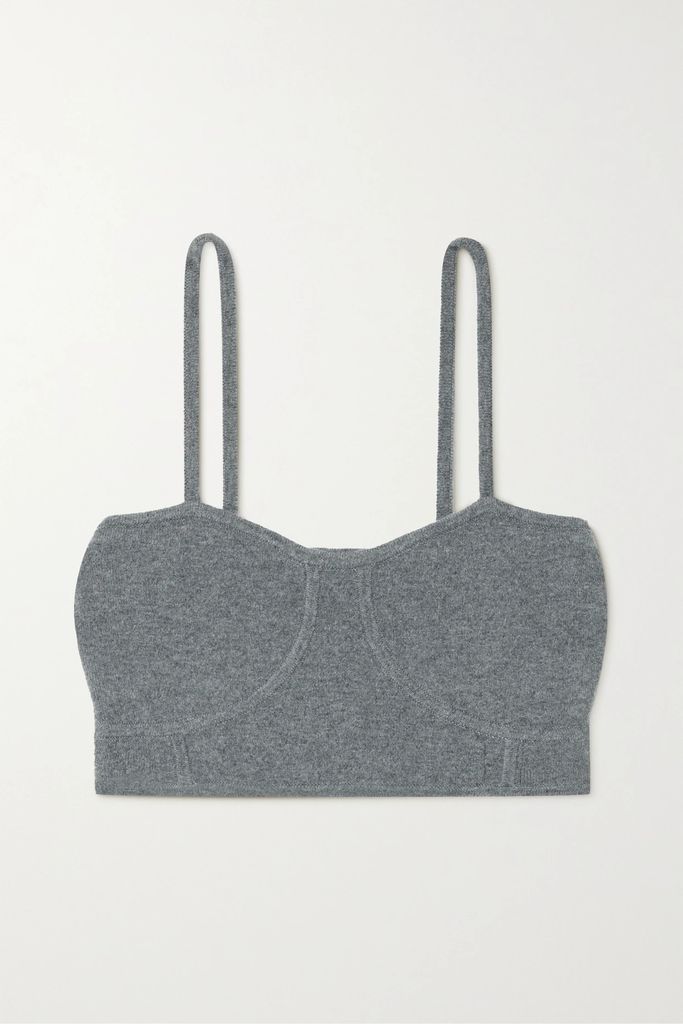 Figari Cropped Organic Cashmere Top - Gray