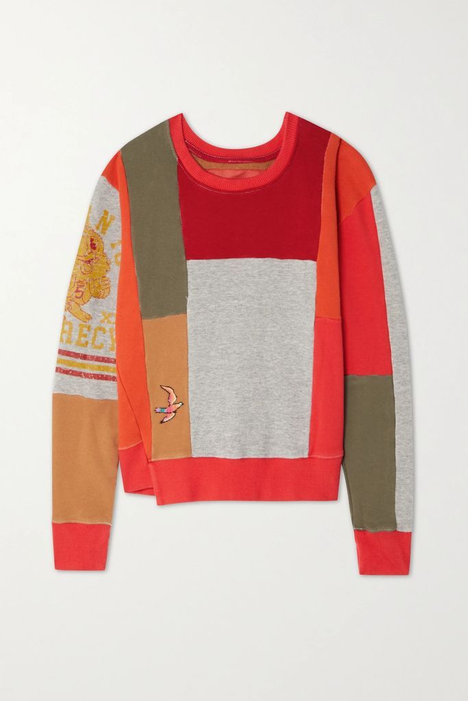 + Net Sustain + Carolyn Murphy The Pieced Step Embroidered Patchwork Cotton-jersey Sweatshirt - x small
