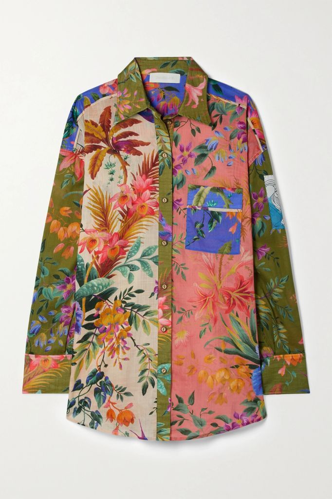 Tropicana Patchwork Floral-print Cotton-voile Shirt - Pink