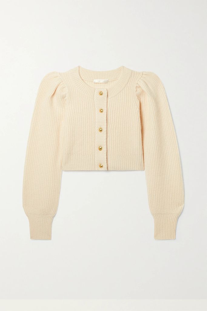 Robinson Cropped Ribbed Cashmere Cardigan - Cream