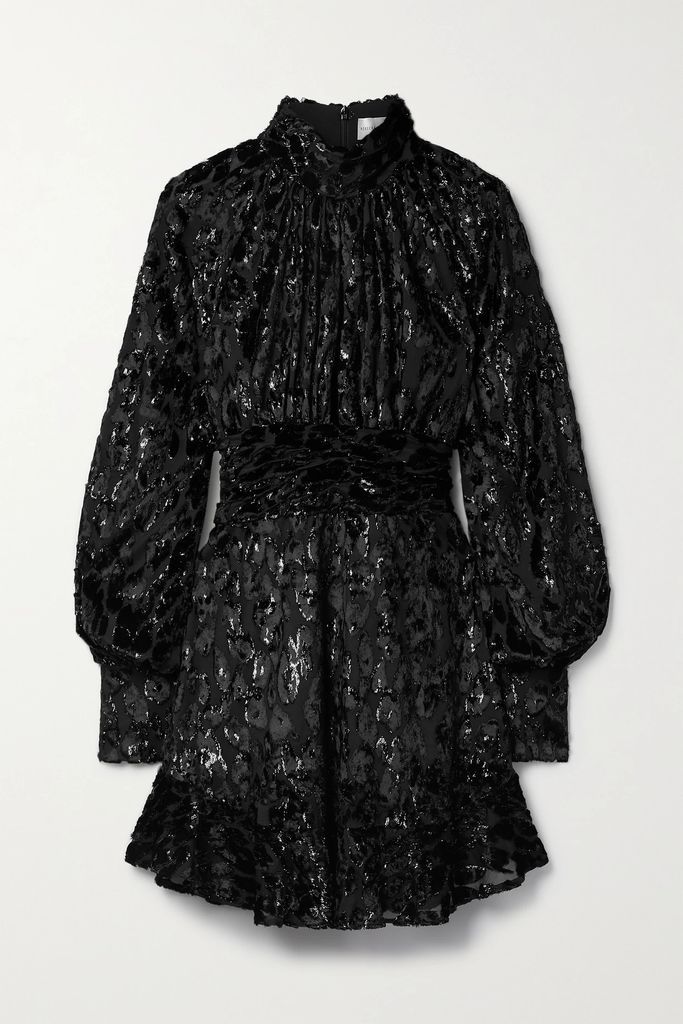 Aspen Devoré-velvet Mini Dress - Black