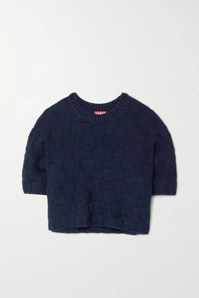 Basin Cropped Cotton-blend Sweater - Navy