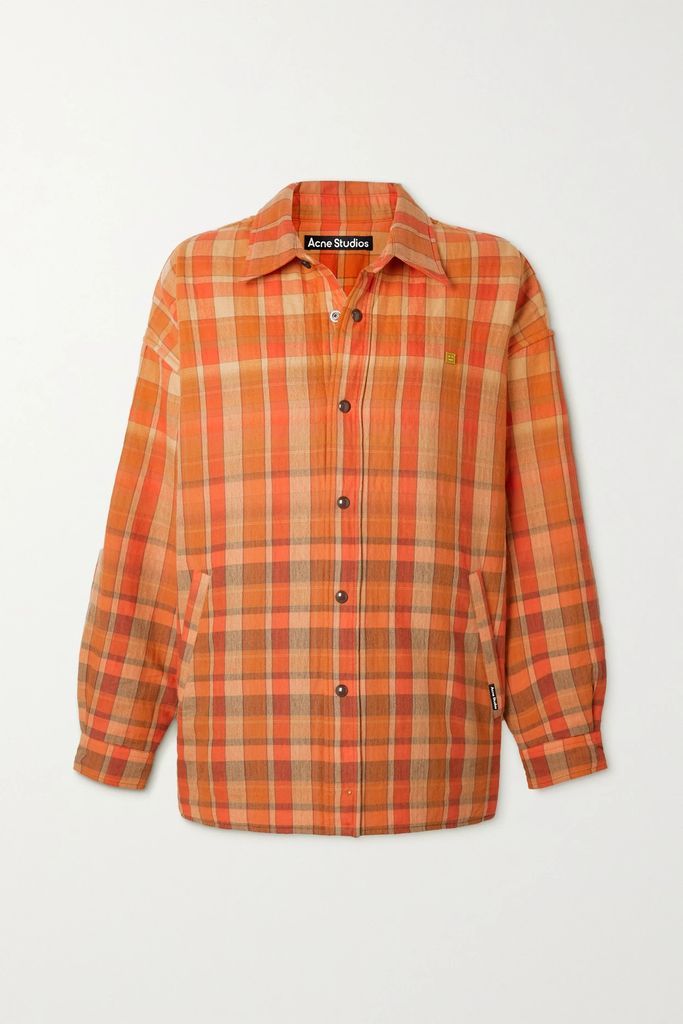 Oversized Padded Organic Cotton-flannel Shirt - Orange