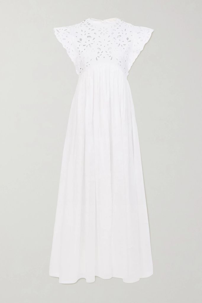 Broderie Anglaise Cotton-poplin Maxi Dress - White