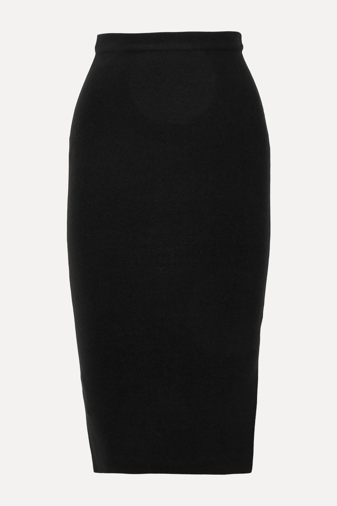 Stretch Silk-blend Skirt - Black