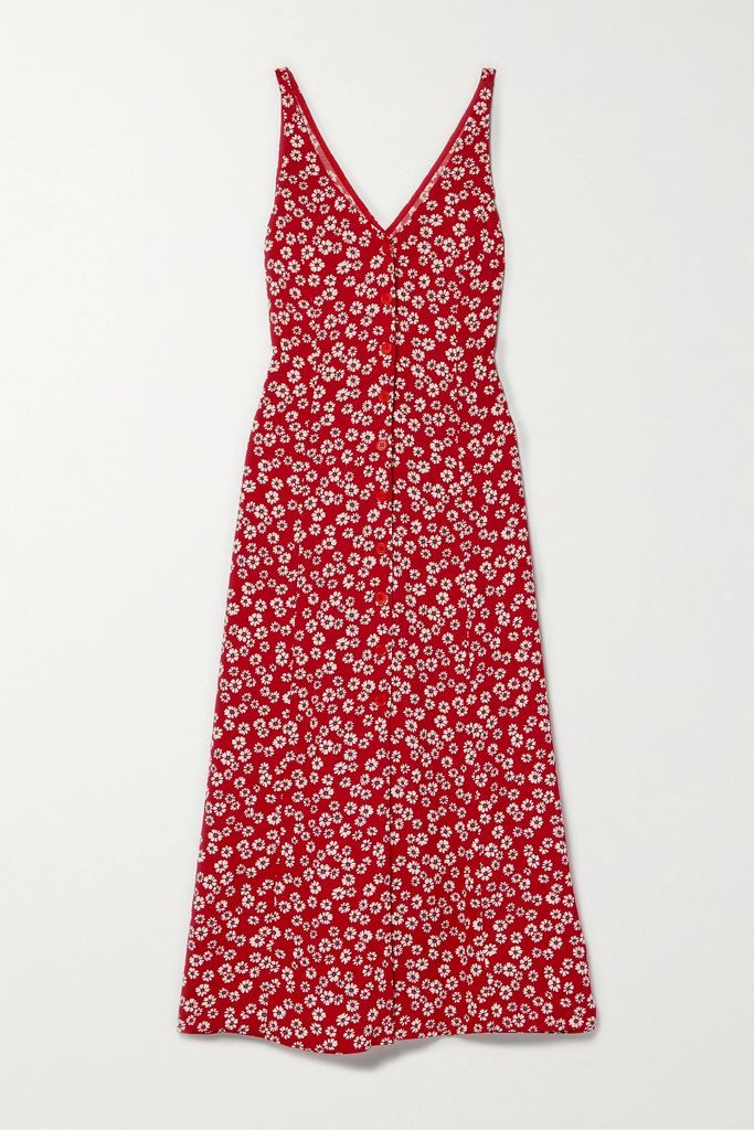 Luke Floral-print Crepe Midi Dress - Red