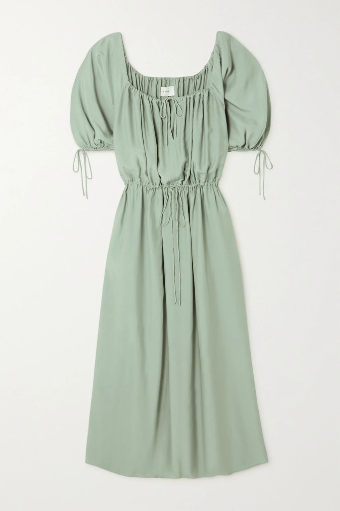 + Net Sustain Savannah Gathered Poplin Maxi Dress - Sage green
