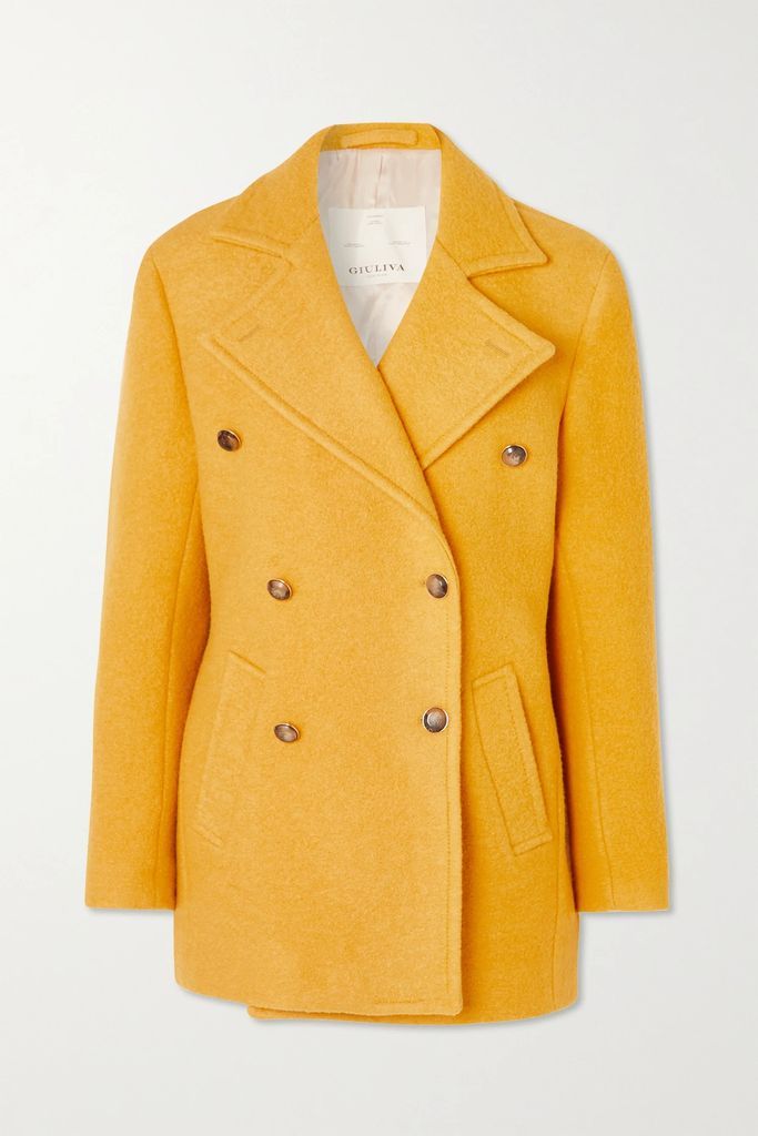 The Penelope Double-breasted Wool-felt Coat - Yellow