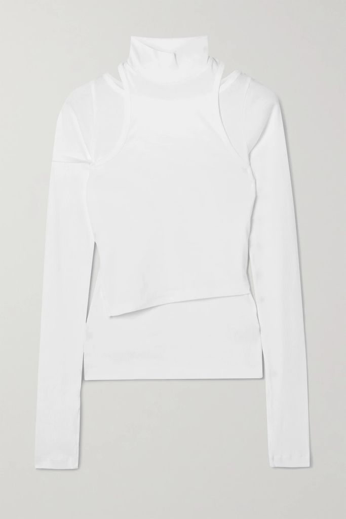 Lana Shirred Cotton-blend Poplin Top - White