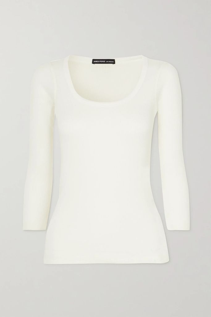 Ribbed Cotton And Wool-blend Top - White