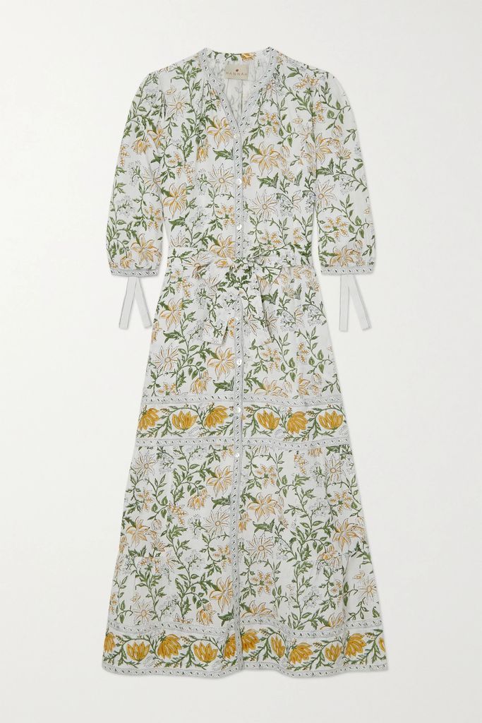 Athena Floral-print Linen Maxi Dress - White