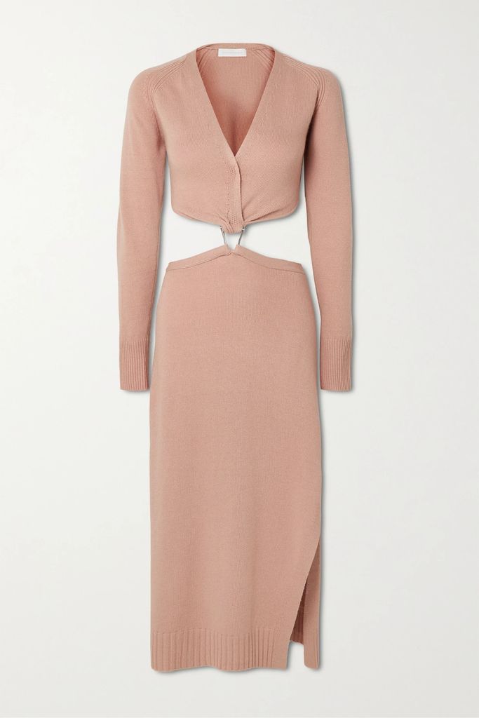 Harmony Cutout Knitted Midi Dress - Blush