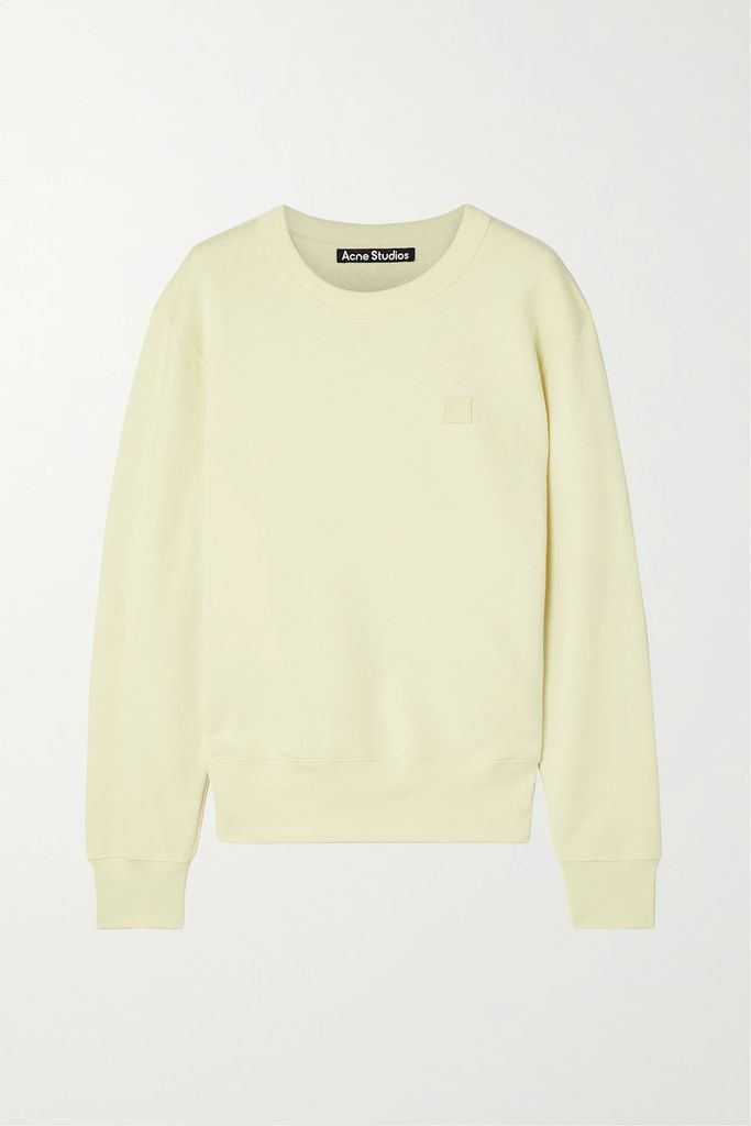 Appliquéd Organic Cotton-jersey Sweatshirt - Pastel yellow