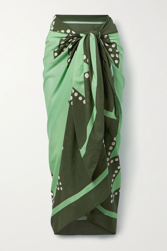 + Net Sustain Ayurveda Vibes Printed Cotton-voile Pareo - Green