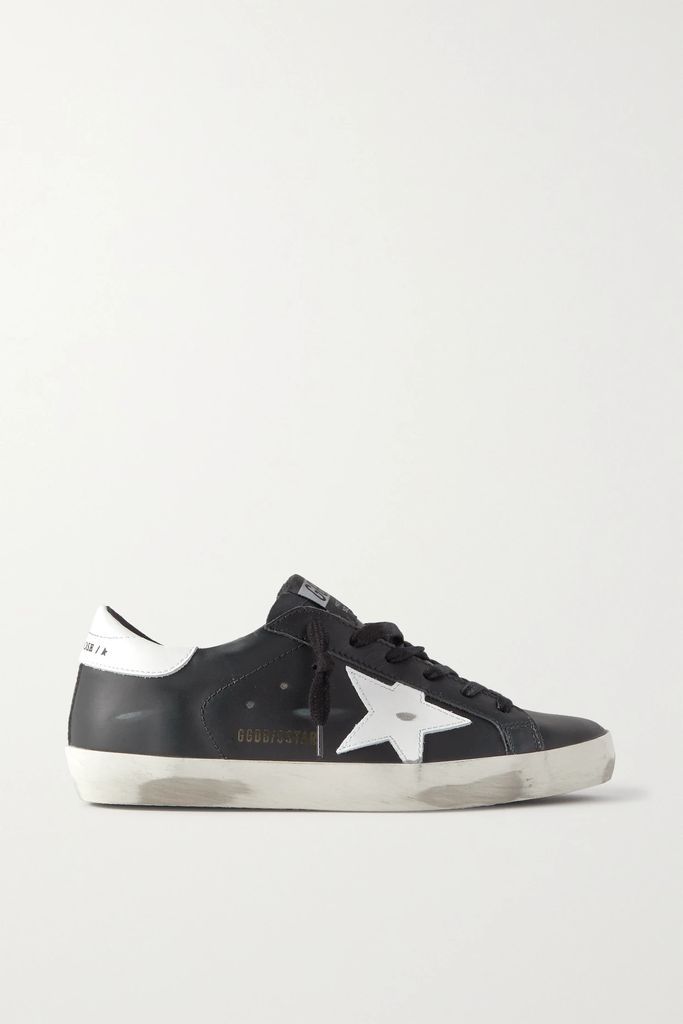 Superstar Distressed Leather Sneakers - Black