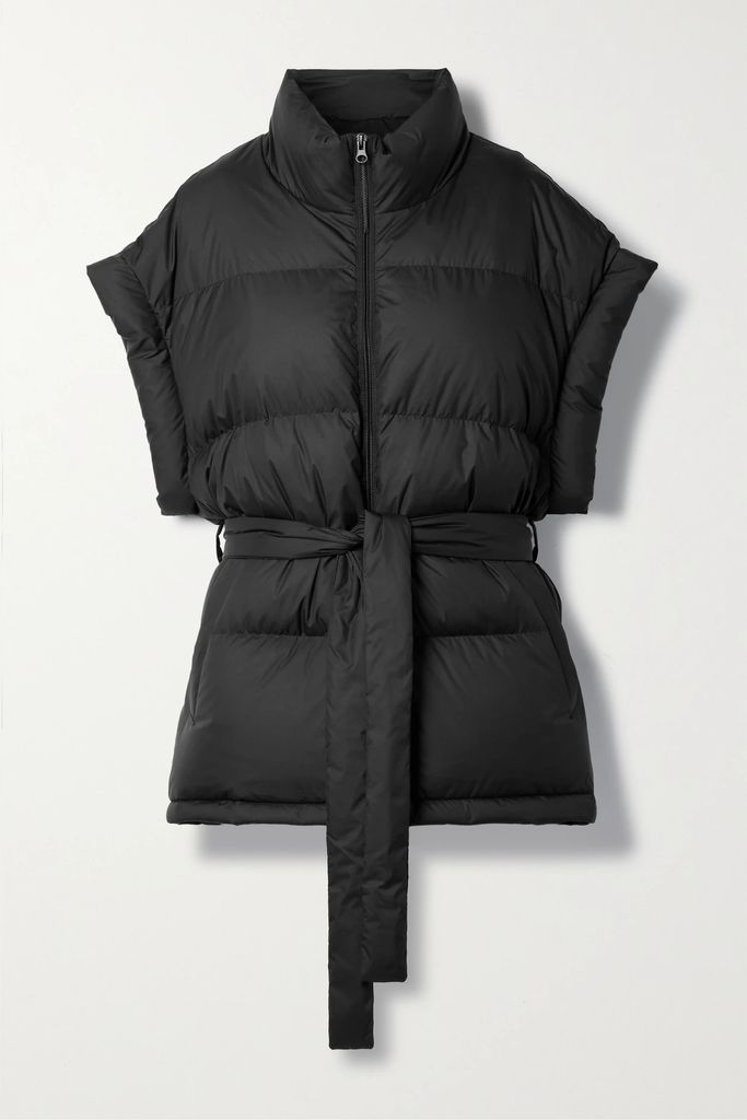 Aspen Belted Quilted Shell Down Vest - Black