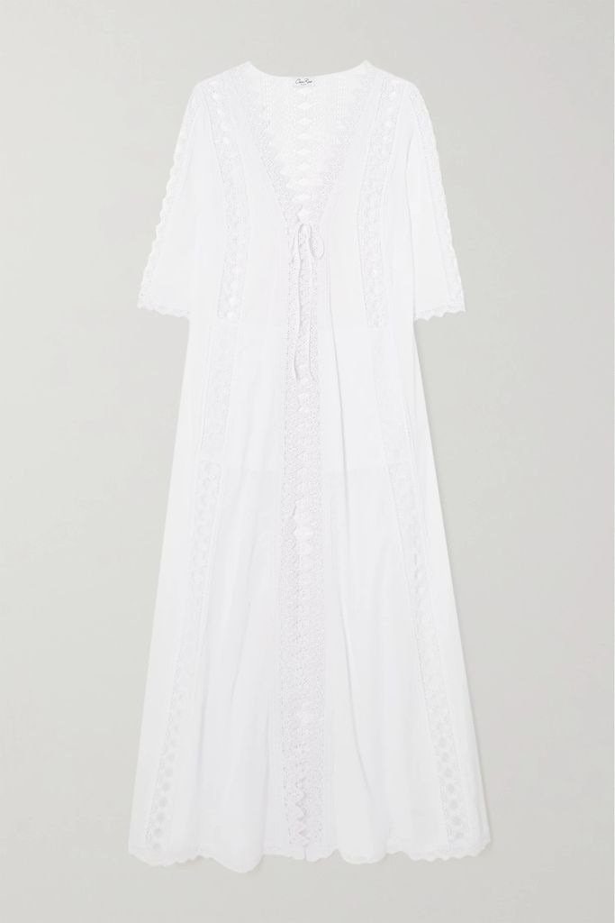 Ali Guipure Lace And Cotton-blend Voile Robe - White