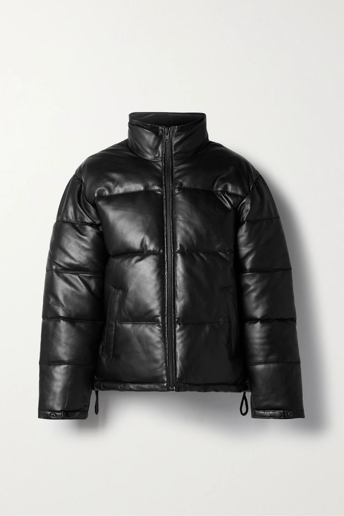 Denver Quilted Leather Down Jacket - Black