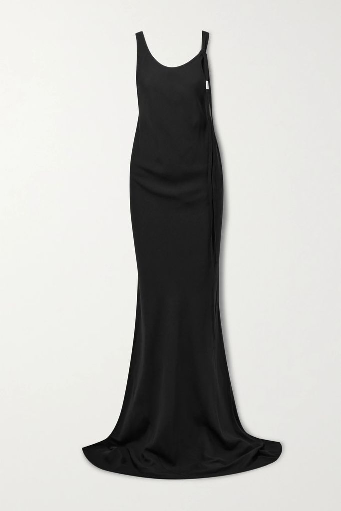 Open-back Wool And Silk-blend Maxi Dress - Black
