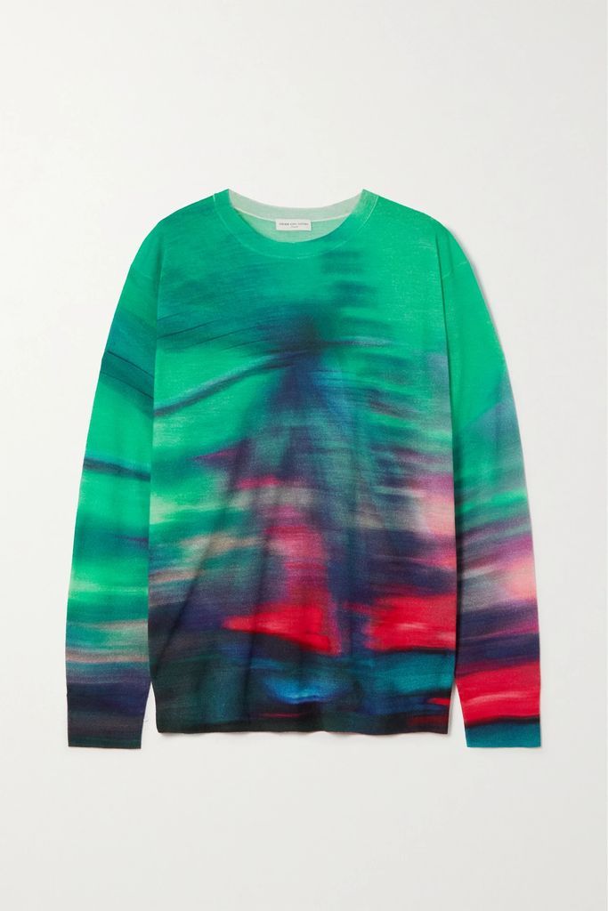 Tie-dyed Merino Wool-blend Sweater - Turquoise