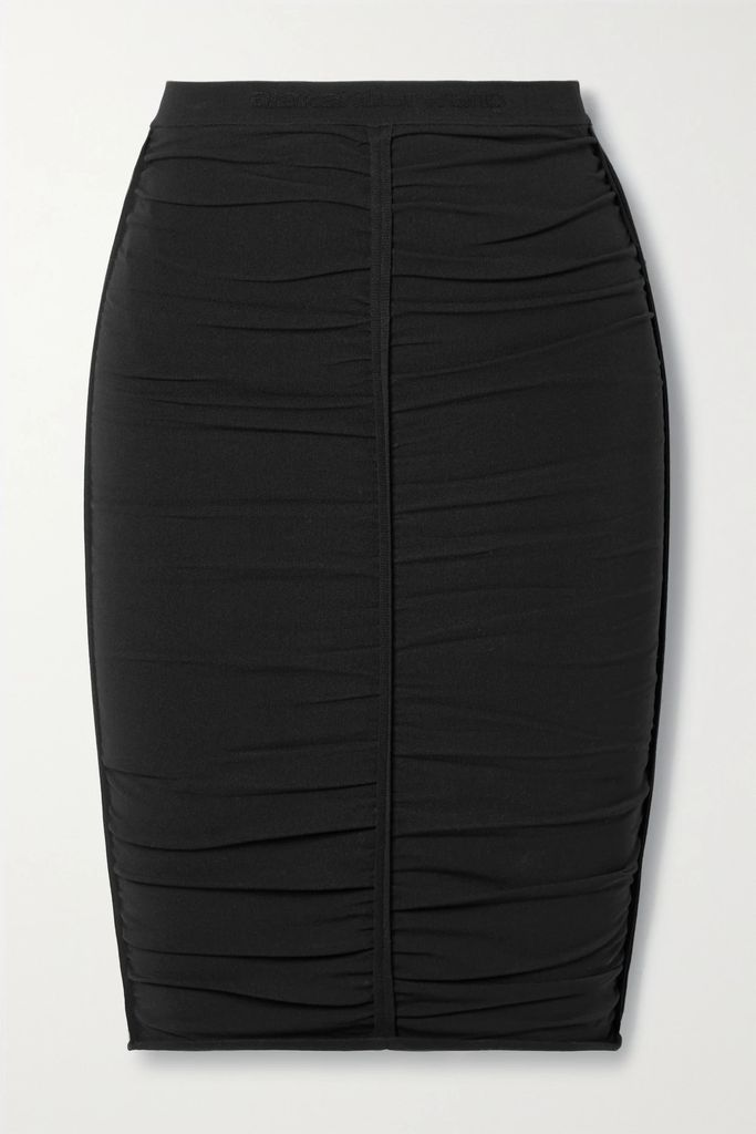 Ruched Stretch-jersey Skirt - Black