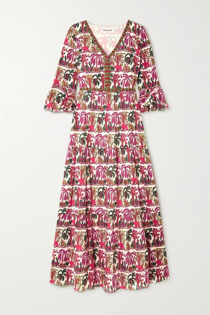 Where Is My Head At Printed Cotton-voile Maxi Dress - Pink