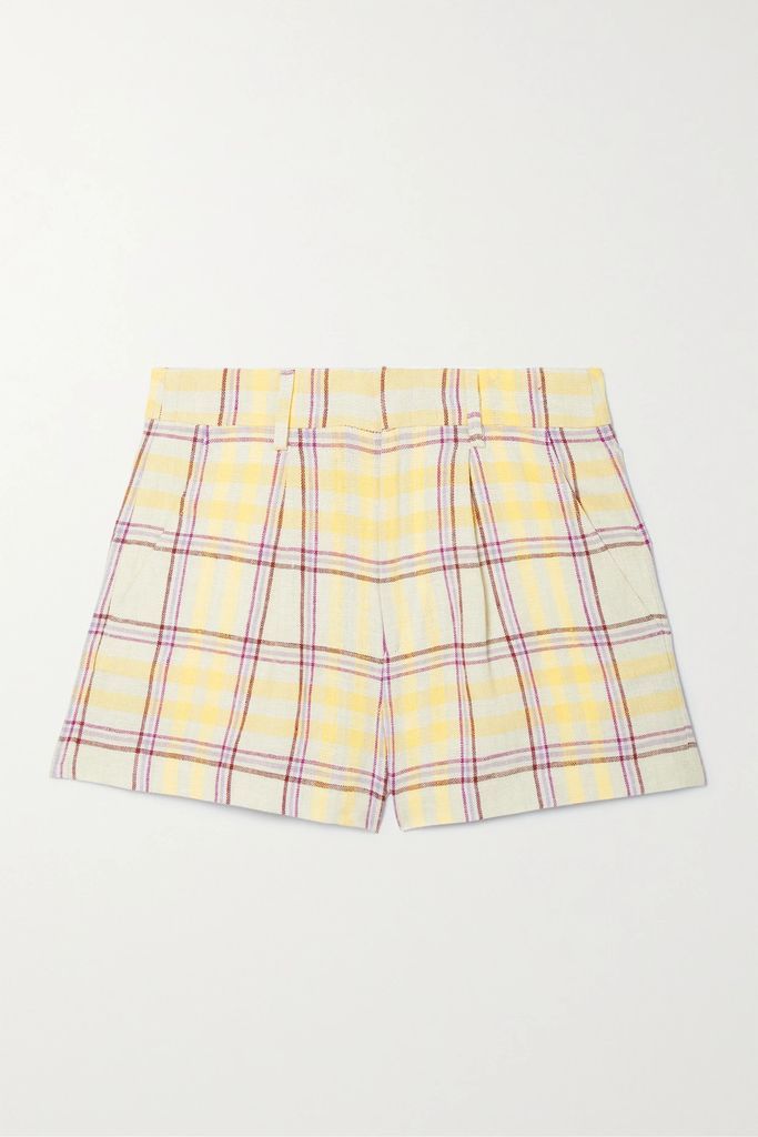 Ilabot Checked Linen Shorts - Yellow