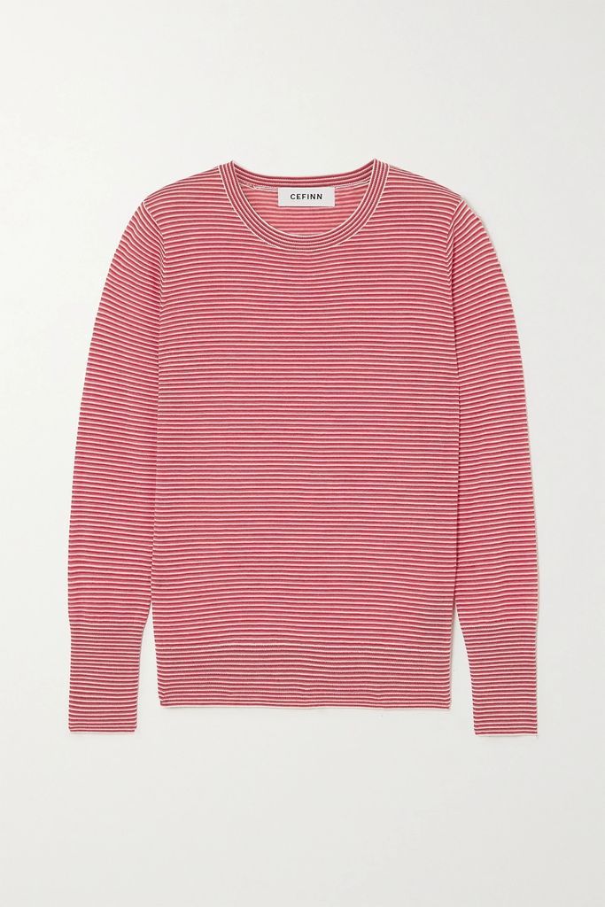 Jodi Striped Merino Wool Sweater - Red