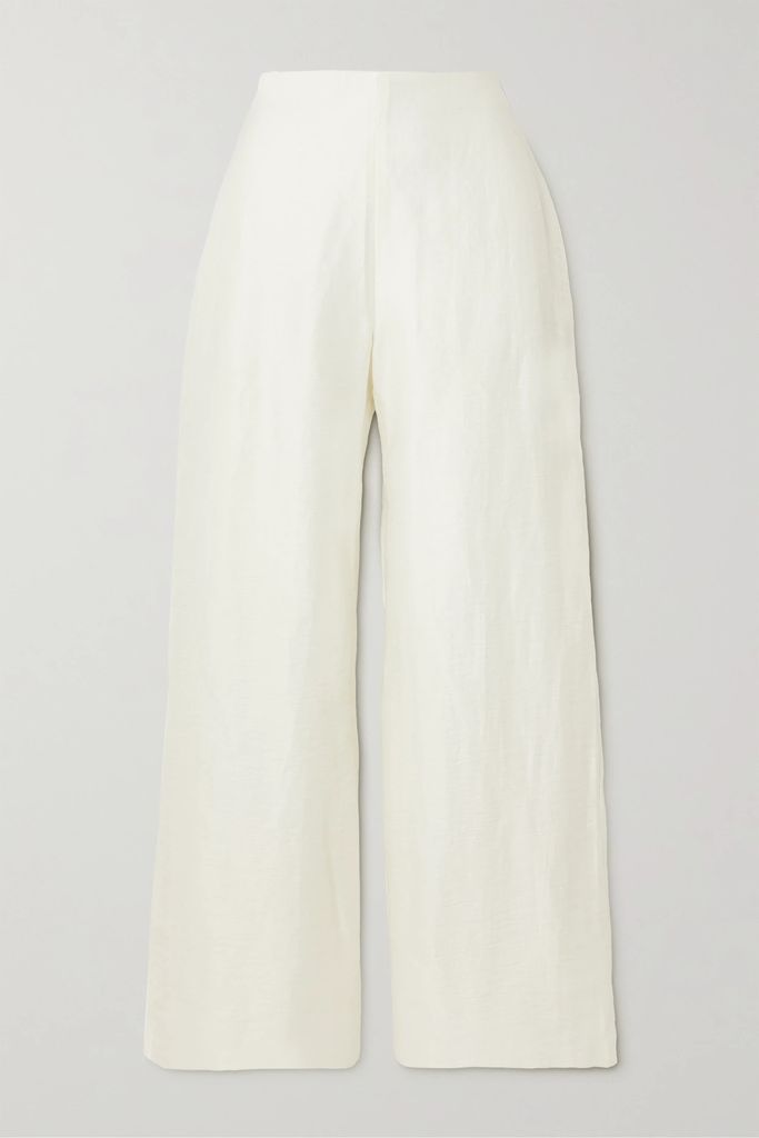 Kora Linen-blend Wide-leg Pants - White