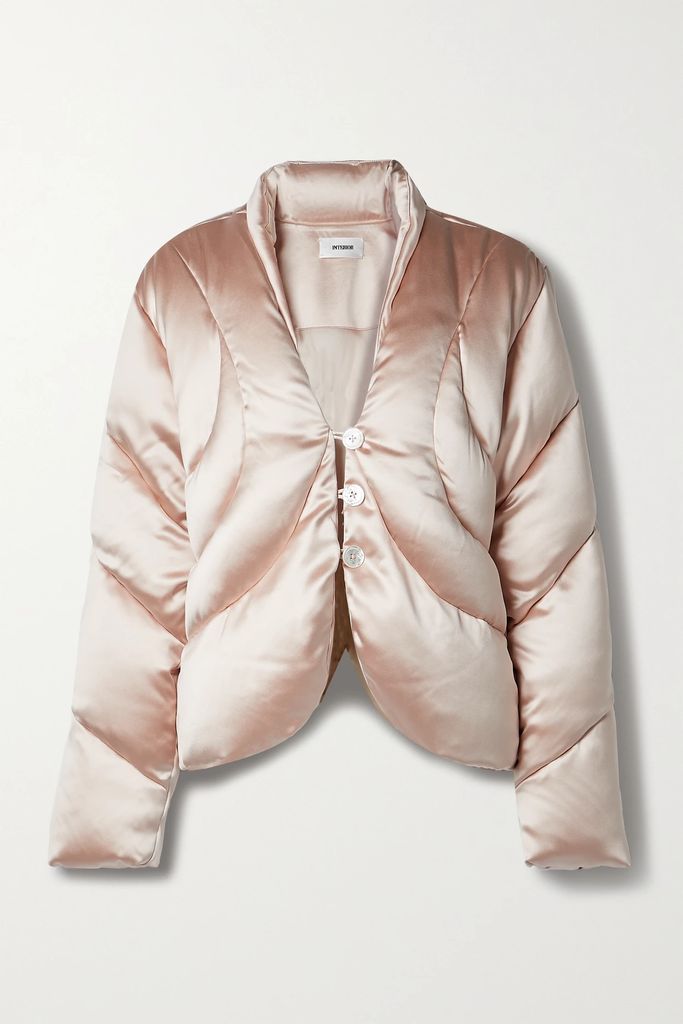 The Mira Quilted Silk-satin Down Jacket - Blush
