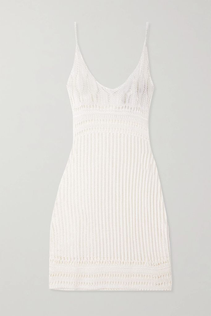 + Paula's Ibiza Crochet-knit Mini Dress - Off-white