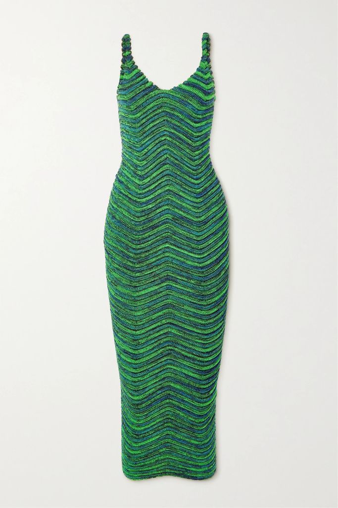 Body Curl Ribbed Stretch-knit Midi Dress - Emerald
