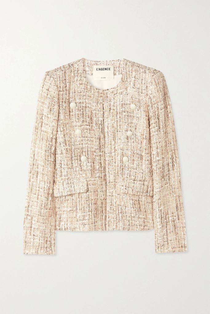 Effie Embellished Metallic Bouclé-tweed Blazer - Beige