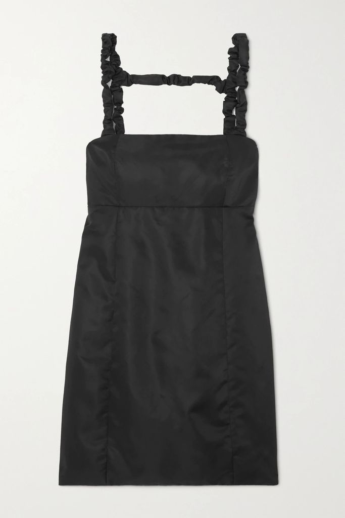 Ruched Recycled Satin Mini Dress - Black