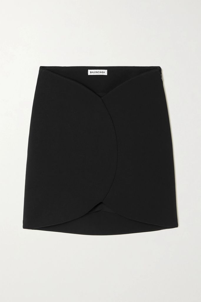 Paneled Stretch-ponte Mini Skirt - Black