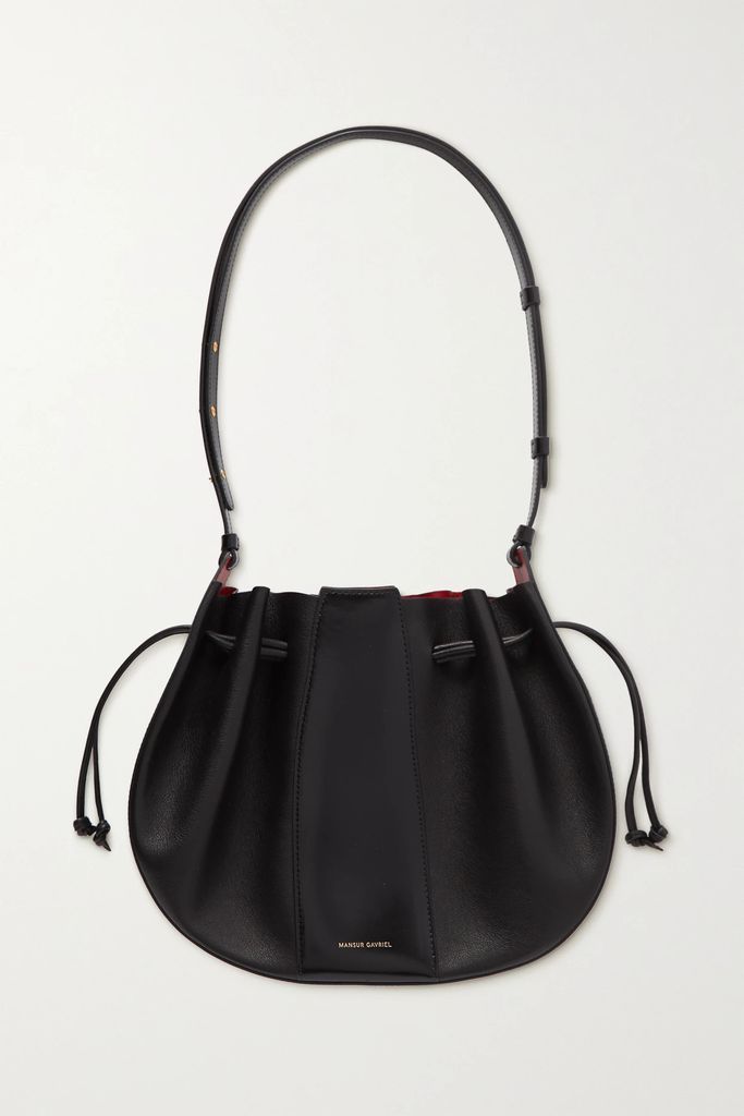 Lilium Smooth And Textured-leather Shoulder Bag - Black