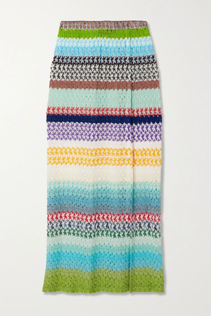 Mare Metallic Crochet-knit Maxi Skirt - Blue