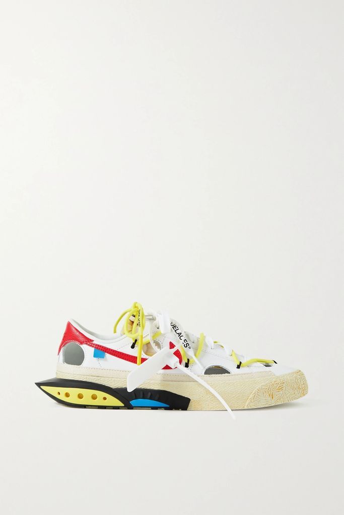 + Off-white Blazer Low '77 Cutout Printed Leather Sneakers - US6.5