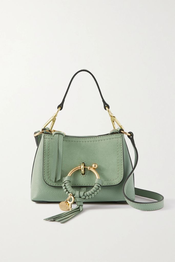 Joan Mini Textured-leather And Suede Shoulder Bag - Green