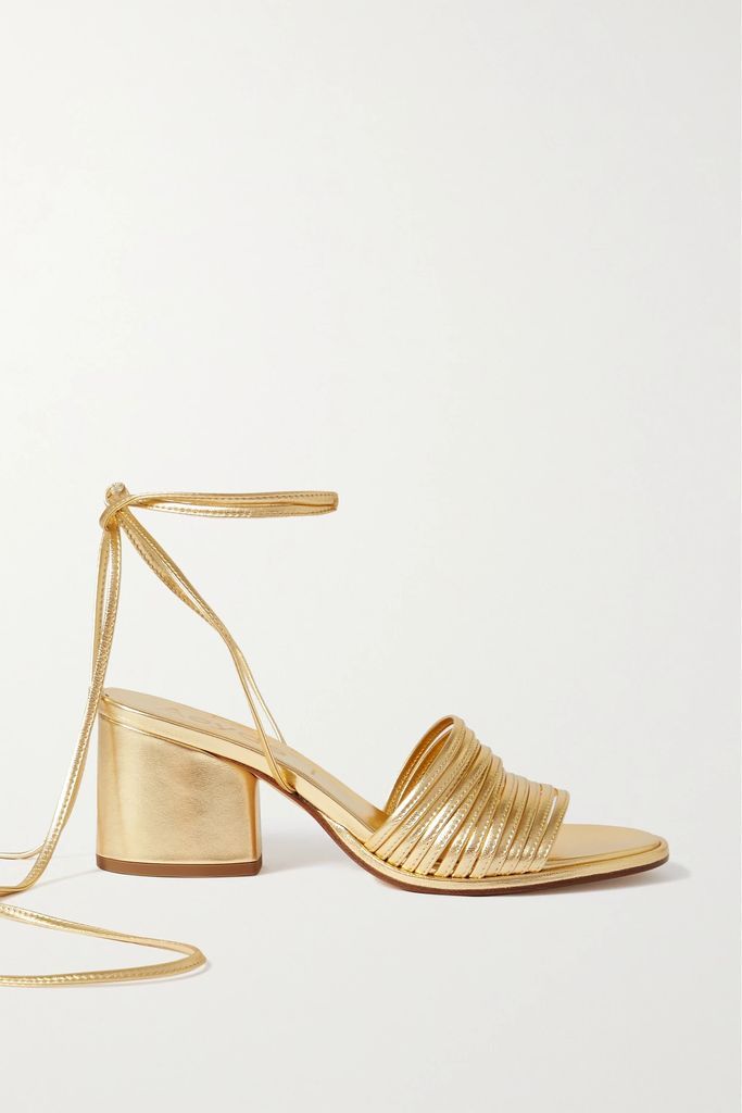 Natania Metallic Leather Sandals - Gold