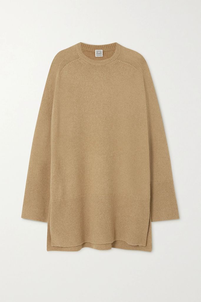 Oversized Cable-knit Wool-blend Sweater - Camel