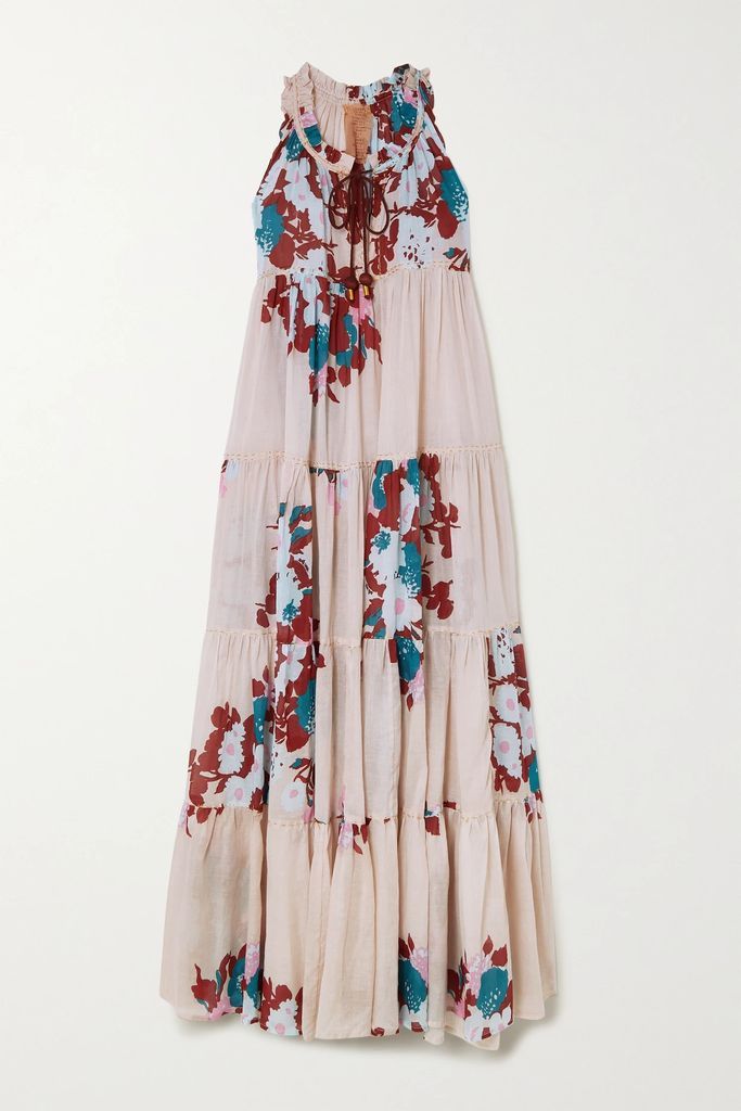 Hippy Tiered Floral-print Cotton-voile Maxi Dress - Baby pink