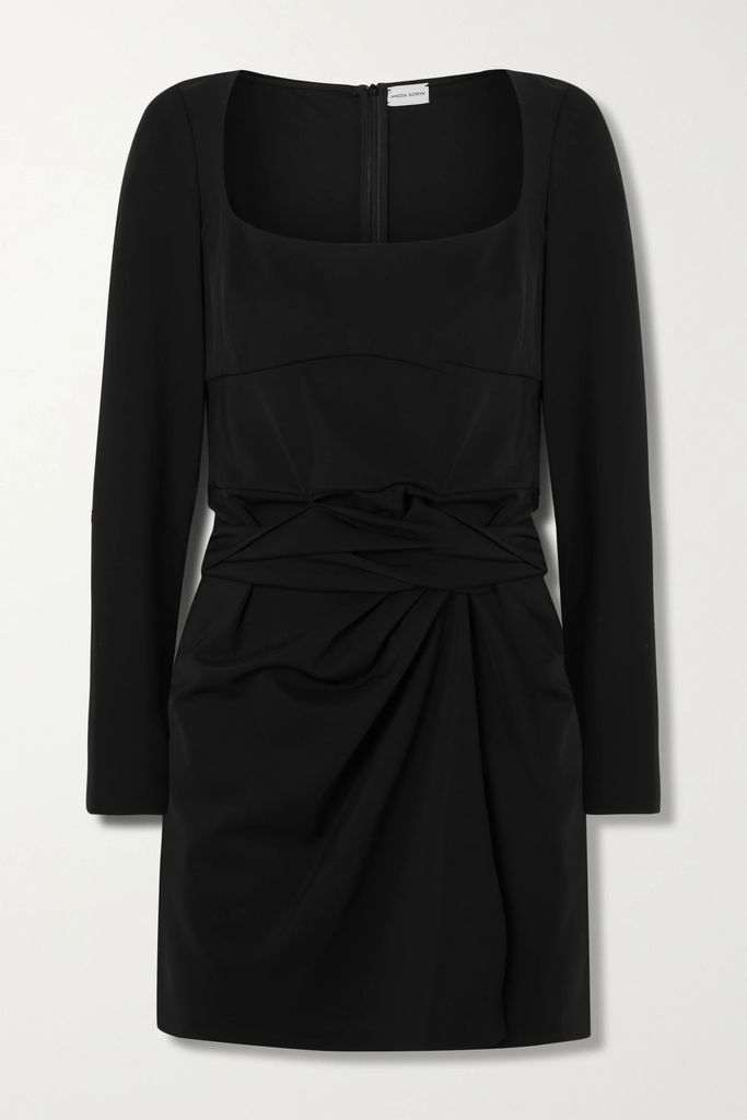 Draped Stretch-crepe Mini Dress - Black